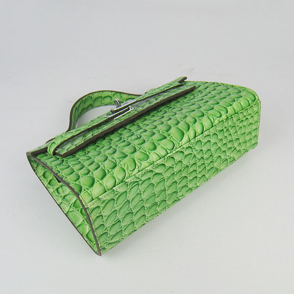 AAA Hermes Kelly 22 CM Stone Veins Leather Handbag Light Green H008 On Sale - Click Image to Close